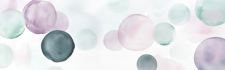 Fototapete - Soft pastel circles created with minimalist pencil strokes and watercolor washes on a white background for a calming effect