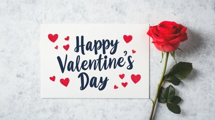  A romantic Valentine's Day card featuring a rose and hearts, wishing everyone a 