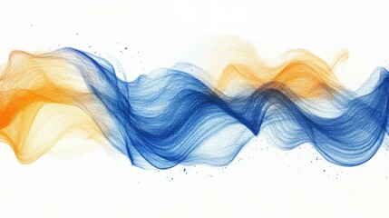 Poster - Abstract strokes of blue and orange blend harmoniously to create a fluid background design in soft pencil textures