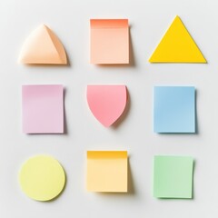 Poster - Colorful sticky notes arranged in various shapes on a light background creating a vibrant workspace arrangement