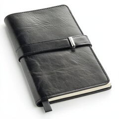 Poster - Polished black leather notebook with a sleek pen perfect for notes and journaling