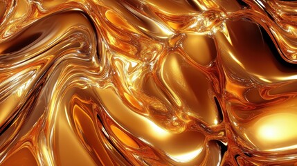Poster - Golden amber background with warm swirls creating a mesmerizing visual texture of flowing liquid light