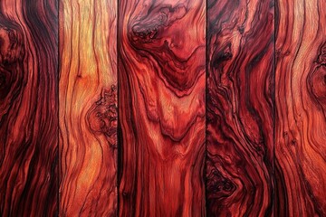 Red wood panels background texture, close-up, vertical planks for furniture or flooring