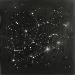 Poster - Constellation of stars shining in the night sky with connected lines illustrating celestial patterns