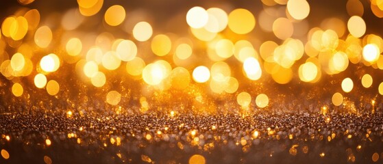 golden bokeh lights with sparkling foreground