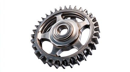 Poster - A metallic gear with teeth, used in machinery for motion and power transmission.