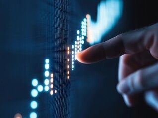 Poster - Close-Up of Hand Interacting with Digital Data Visualization on Screen