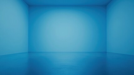 Poster - A minimalist blue room with smooth walls and floor, evoking calmness and creativity.