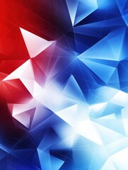 Poster - Technology bright low poly connection abstract background. Blue and red blurred futuristic vector design