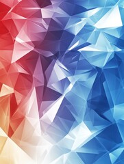 Poster - Technology bright low poly connection abstract background. Blue and red blurred futuristic vector design