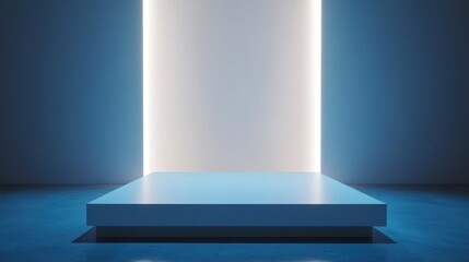Poster - A minimalist stage with a lit backdrop, ideal for presentations or performances.
