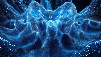 Poster - Abstract blue polygonal background wireframe connected points. Technology, innovation, communication and network concept. 3D Rendering.