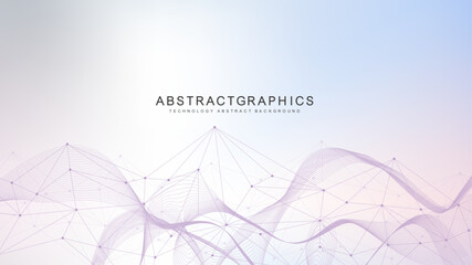 Fototapete - global network connection website header or banner design. abstract background with connecting dots 