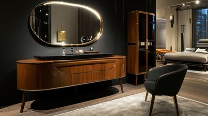 Aufkleber - A modern interior featuring elegant furniture and decor for a stylish living space.