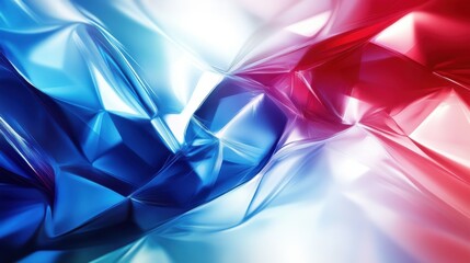 Poster - Technology bright low poly connection abstract background. Blue and red blurred futuristic vector design