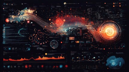 Poster - Abstract infographics visualization. Big data code representation. Futuristic network or business analytics. Graphic concept for your design.