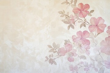 Canvas Print - Delicate Pink Flowers on Beige Textured Background