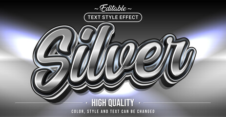 Fototapete - Editable text style effect - Silver text style theme.