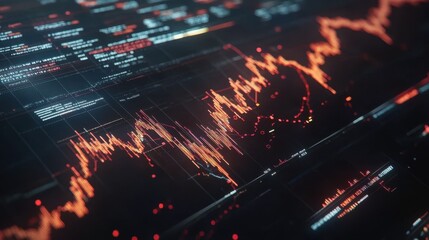 Poster - Creative forex chart with map on dark backdrop. Global trade and invest concept. 3D Rendering.