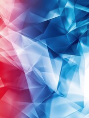 Poster - Technology bright low poly connection abstract background. Blue and red blurred futuristic vector design