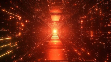 Poster - Abstract cyber space environment background. Digital particles grid virtual reality. Graphic concept for your design
