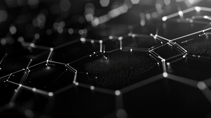 Poster - Digital technology background. Abstract hexagons background with lines and dots. Design for science, medicine or technology