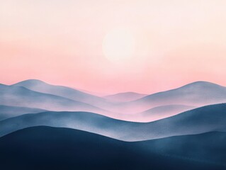 Wall Mural - a landscape view of a mountain range with a pink sky