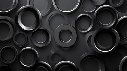 Poster - Tech abstract background with metallic circles. Geometric vector design