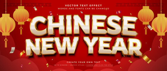 Fototapete - Chinese new year gold text effect, celebration vector graphic style