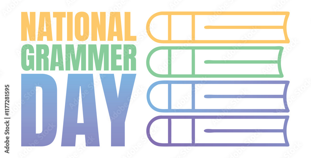 National Grammer Day, National day, banner and flyer, books, grammer ...