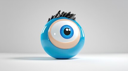 Poster - A playful blue character with a large eye and spiky hair, designed for fun and creativity.