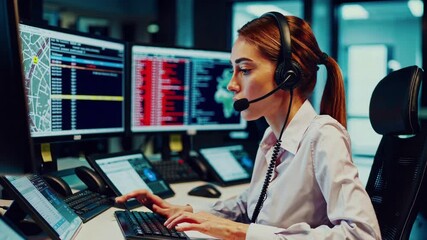 Poster - Emergency Call Center Operators at Work