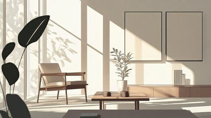 Leinwandbilder - Flat modern design using a soft, muted palette, clean outlines, and a minimalist approach to form and structure.