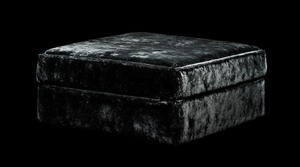 Poster - A plush, black cushion with a reflective surface, ideal for comfort and decor.