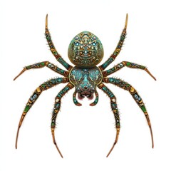 illustration of a colorful spider with intricate patterns against a white background