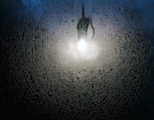 Wall Mural - closeup view capturing the intricate condensation of fog on a window glass surface, showcasing the d
