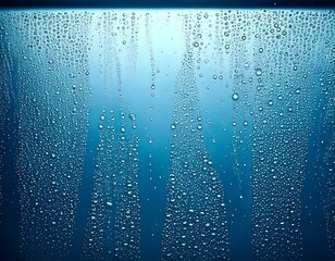 Wall Mural - closeup view capturing the intricate condensation of fog on a window glass surface, showcasing the d