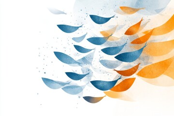 Aufkleber - A flat graphic of a swarm of krill forming a wave-like pattern, illustrated in soft pastel colors