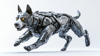 Aufkleber - A robotic dog in a dynamic running pose, showcasing advanced technology and design.