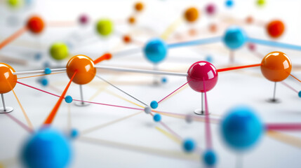 Abstract background with colorful dots and lines as concept of network or molecules connections