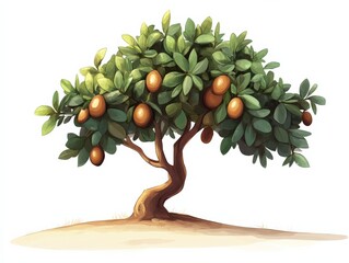 Wall Mural - A tree with oval shaped orange fruit