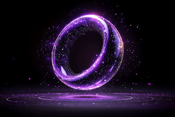 Poster - Glowing Purple Ring Of Sparkling Particles In Space