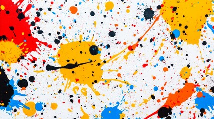 Poster - Vibrant Splash of Colorful Paint on White Background Creating a Dynamic and Energetic Abstract Composition for Art and Design Projects