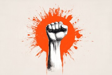Poster - A minimalist illustration of a kung fu fist with dynamic lines radiating outward, representing energy and power