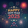 © Mian - Happy New Year 2025 greeting card banner with festive fireworks display and celebratory background