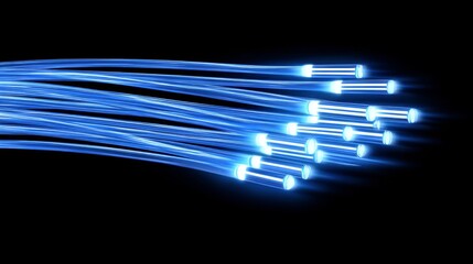 Poster - Fiber Optic Cables with Glowing Ends, Data Transmission Technology and Internet Speed Concept