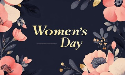 Wall Mural - A poster for Women's Day featuring a floral border and the words 