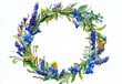 © Avve Diana  - A circular illustration of watercolor wildflowers and leaves, designed for wedding and greeting purposes.