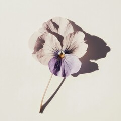 Wall Mural - single purple and white pansy flower on a white background