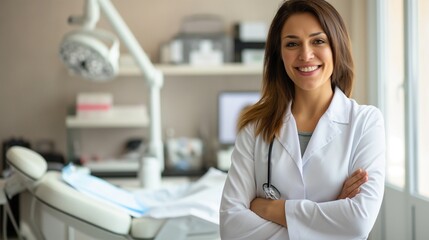 Wall Mural - Smiling Dermatologist in Office